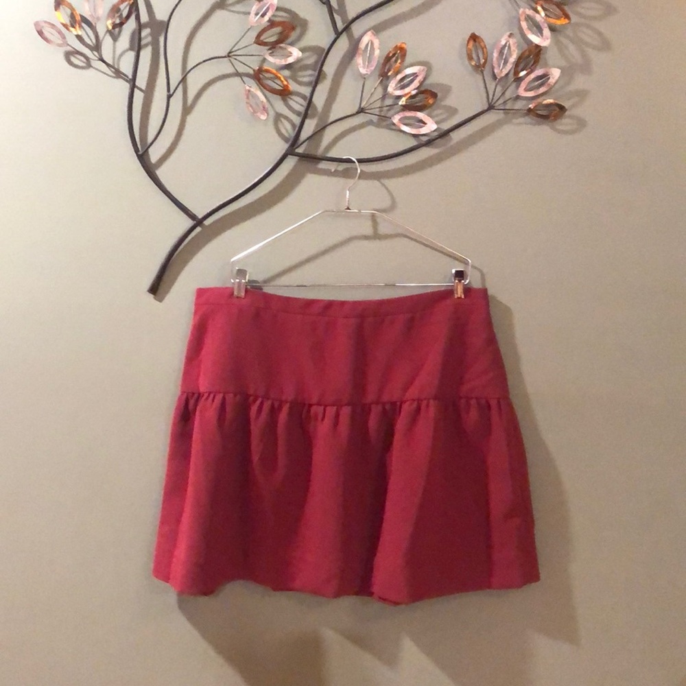 Jcrew | Maroon Crepe Flounce Skirt